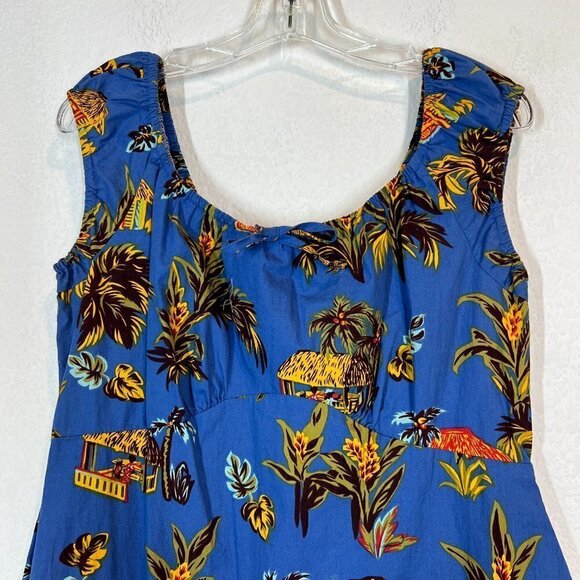 Vintage Hilo Hattie Hawaiian Dress Blue Tropical Hawaii Retro Medium - Picture 3 of 9